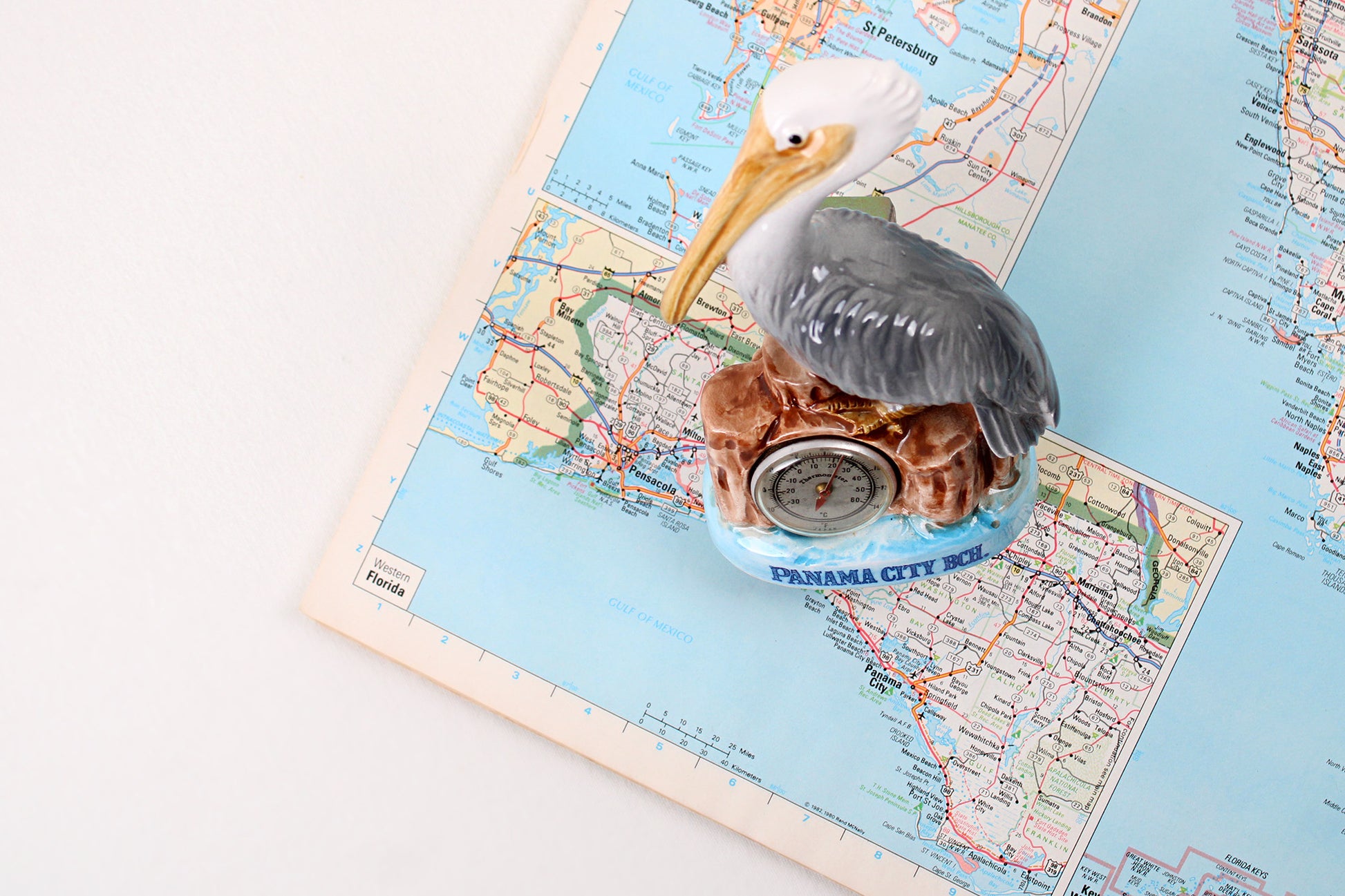 Florida’s Panama City Beach Pelican Souvenir Figurine With Thermometer