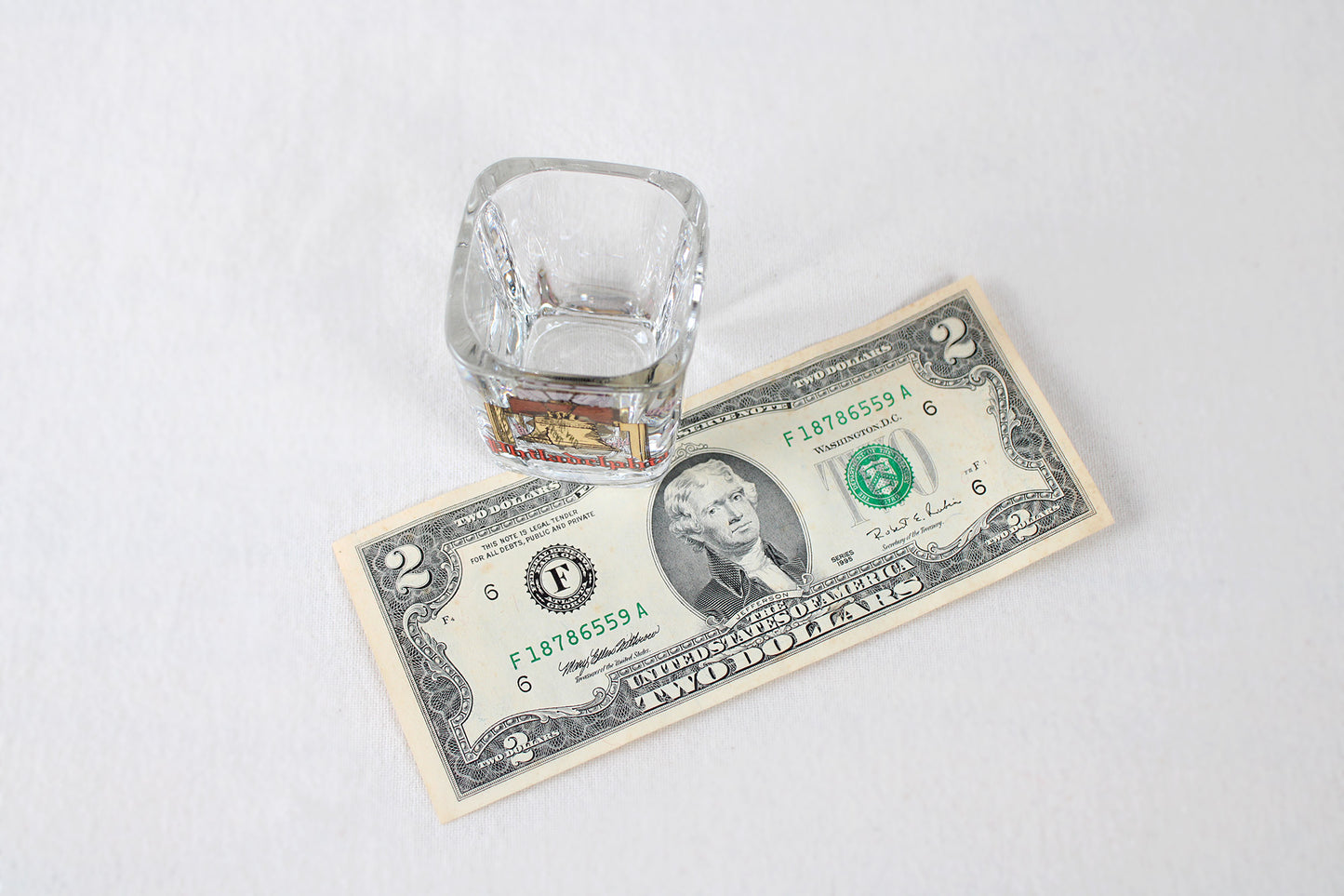 Philadelphia Souvenir Square Shot Glass Featuring The Liberty Bell