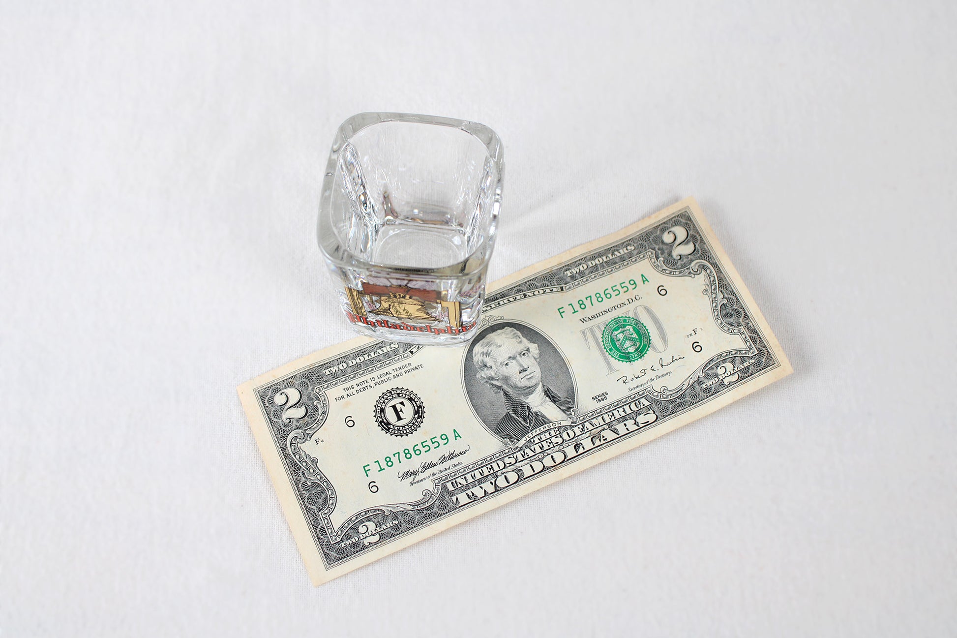 Philadelphia Souvenir Square Shot Glass Featuring The Liberty Bell