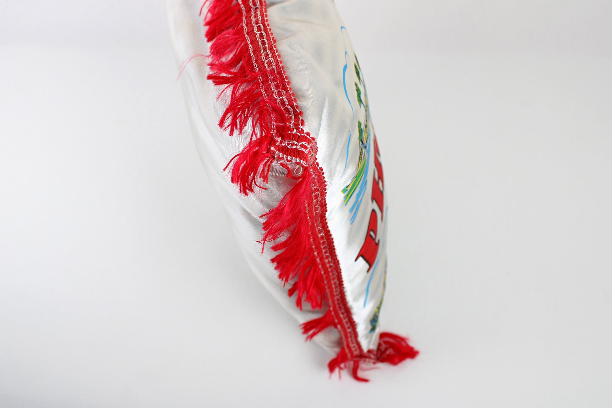 Phoenix, Arizona, Souvenir Fringed Satin Pillow Touting Area Attractions