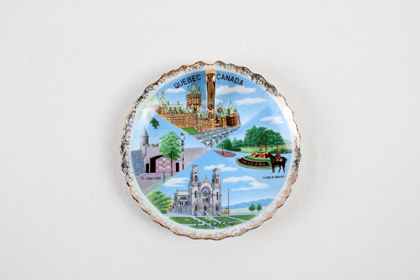 Quebec, Canada, Souvenir Ceramic Finger Loop, Lemon Serving Dish