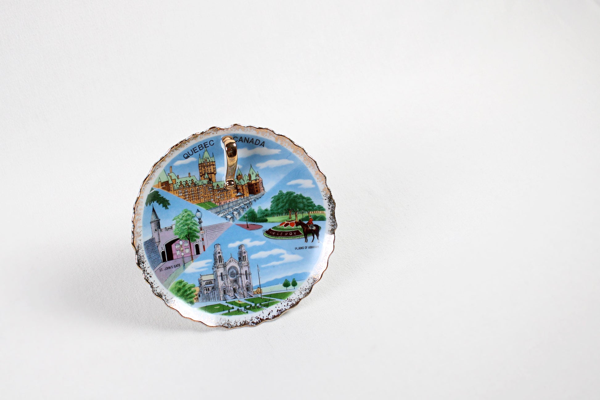 Quebec, Canada, Souvenir Ceramic Finger Loop, Lemon Serving Dish