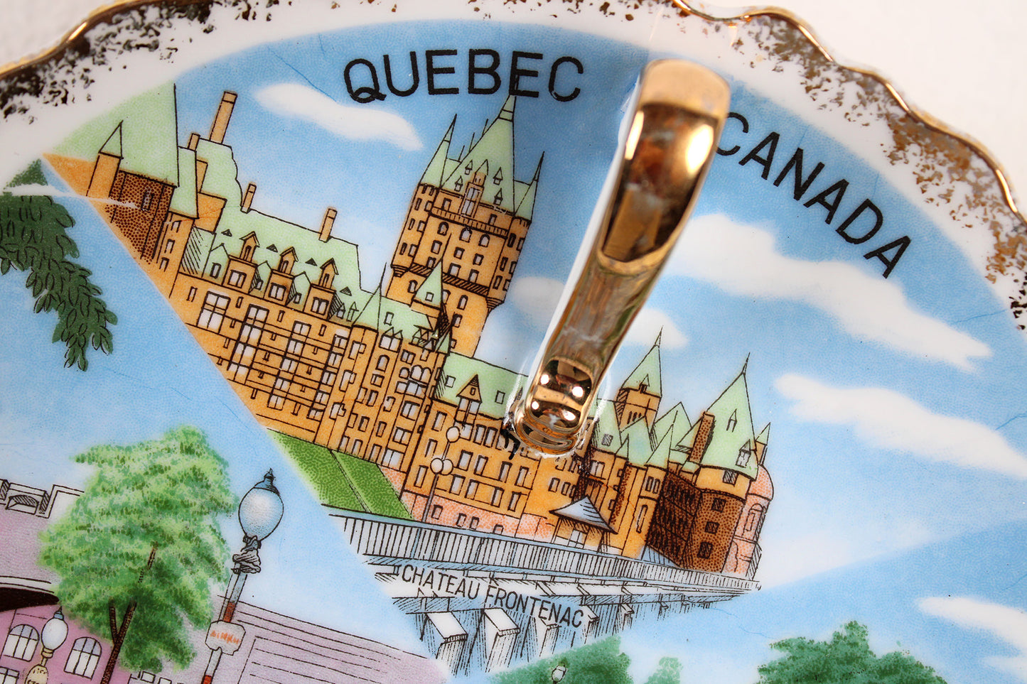 Quebec, Canada, Souvenir Ceramic Finger Loop, Lemon Serving Dish