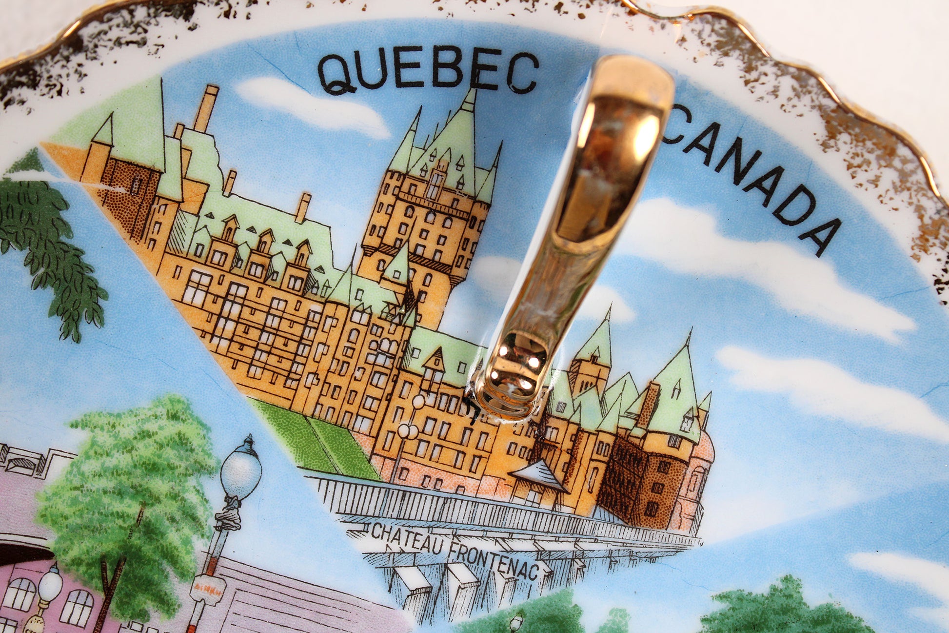 Quebec, Canada, Souvenir Ceramic Finger Loop, Lemon Serving Dish