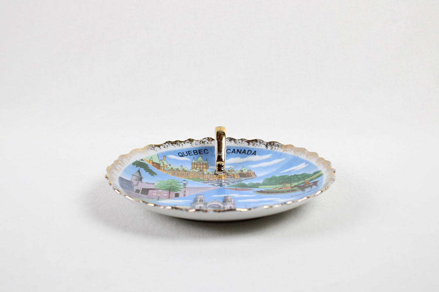 Quebec, Canada, Souvenir Ceramic Finger Loop, Lemon Serving Dish