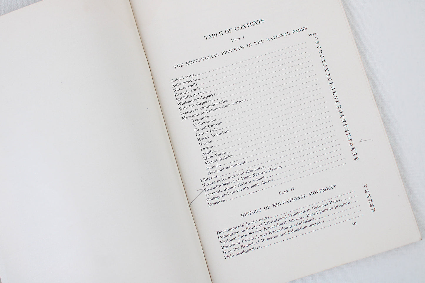 Research and Education in the National Parks Guidebook, 1932