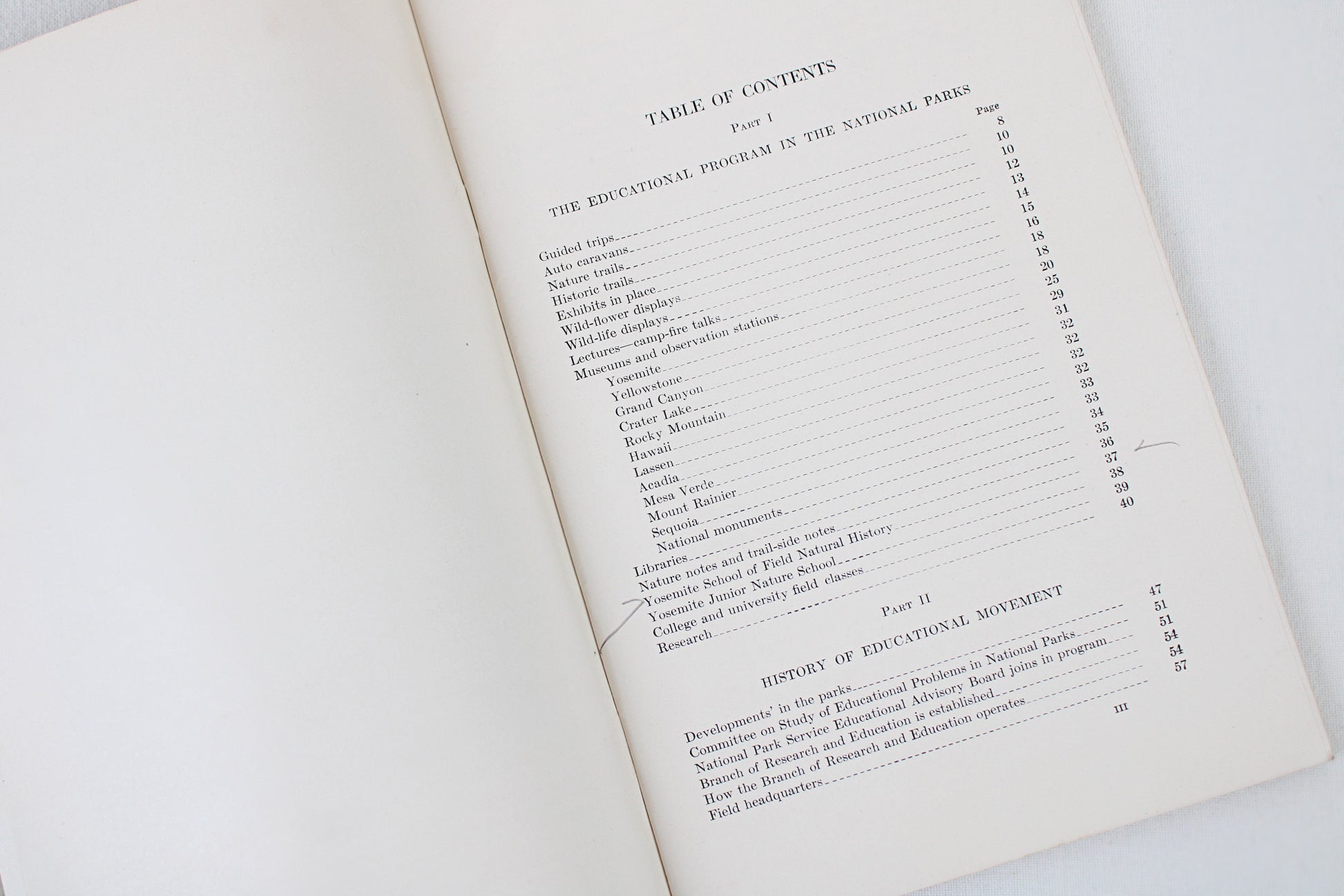 Research and Education in the National Parks Guidebook, 1932