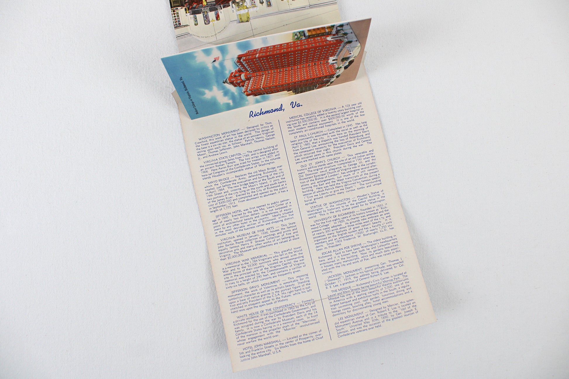 Richmond Virginia Souvenir Folder / Accordion Postcard Set