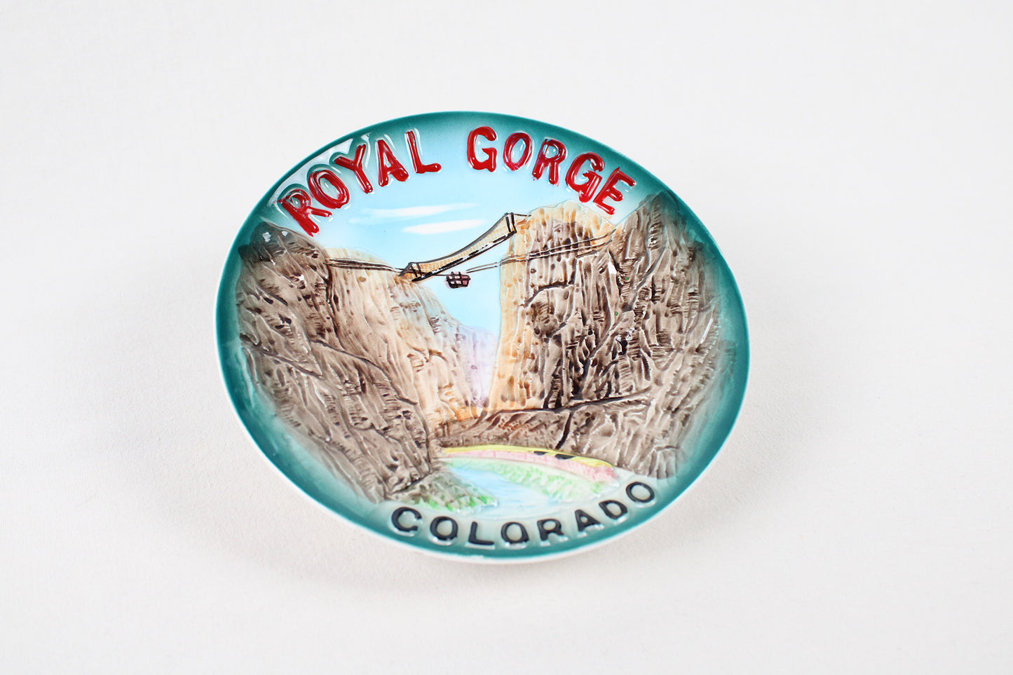 Royal Gorge, Colorado, Low-Relief Hand-Painted Decorative Wall Plate