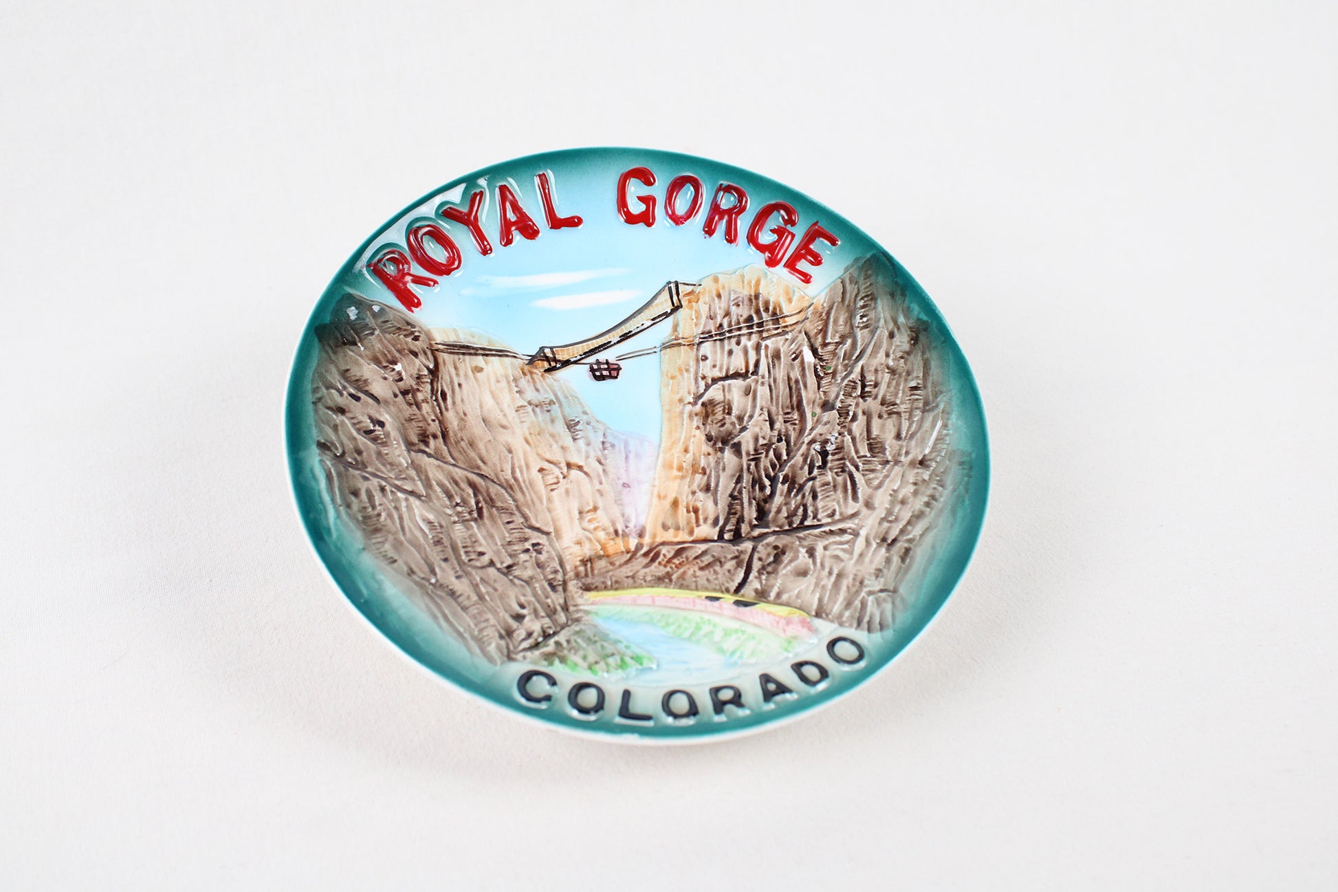 Royal Gorge, Colorado, Low-Relief Hand-Painted Decorative Wall Plate