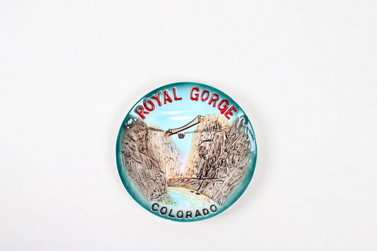 Royal Gorge, Colorado, Low-Relief Hand-Painted Decorative Wall Plate