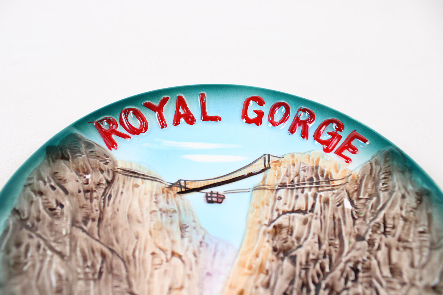 Royal Gorge, Colorado, Low-Relief Hand-Painted Decorative Wall Plate