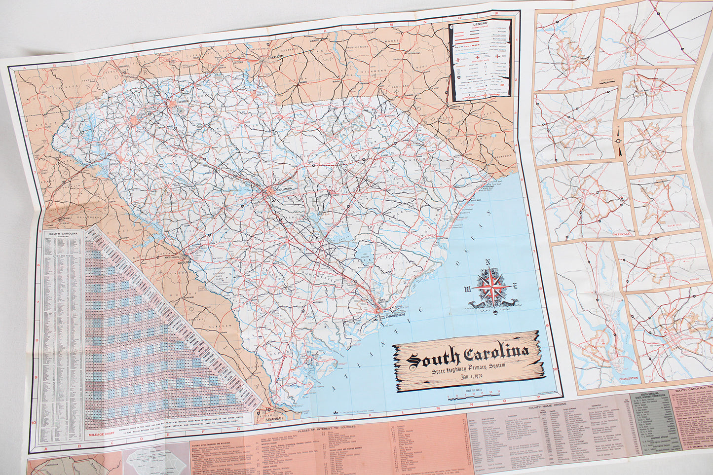 South Carolina “Tricentennial” State Highway Primary System Map, 1970