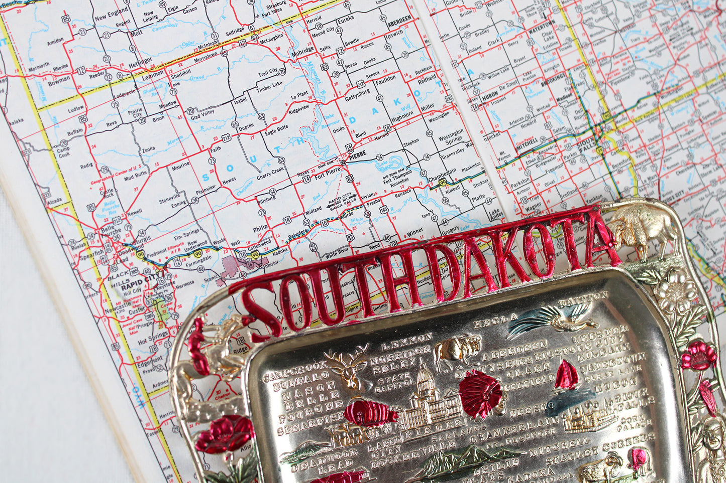 South Dakota Small Metal Tray Souvenir 