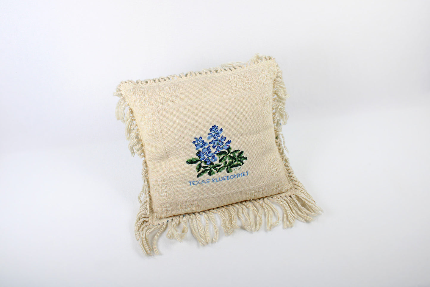 Texas Bluebonnet Handmade Needlepoint Decorative Throw Pillow