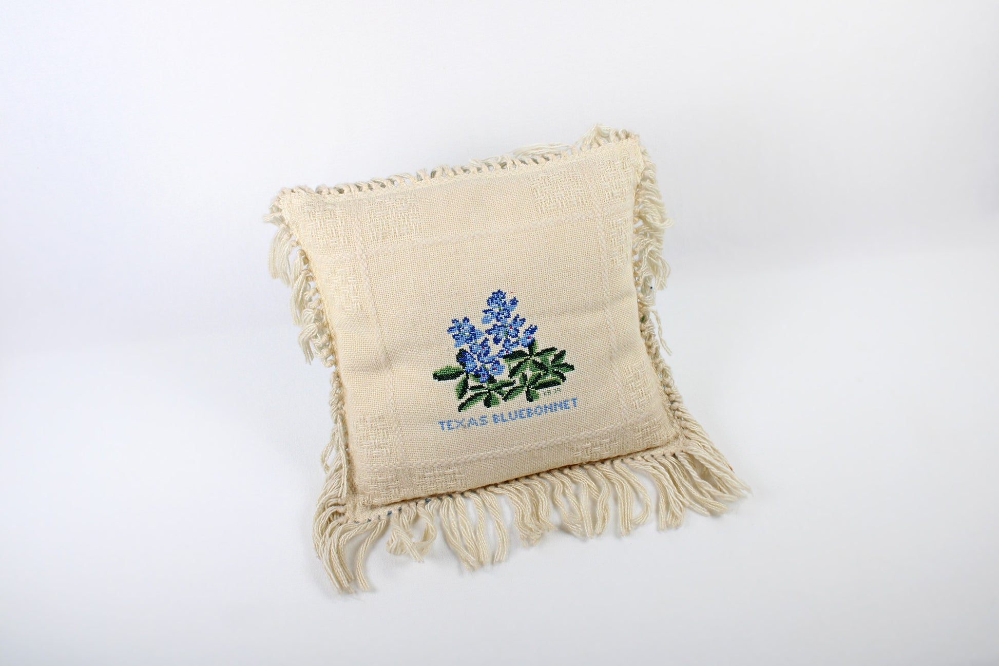 Texas Bluebonnet Handmade Needlepoint Decorative Throw Pillow