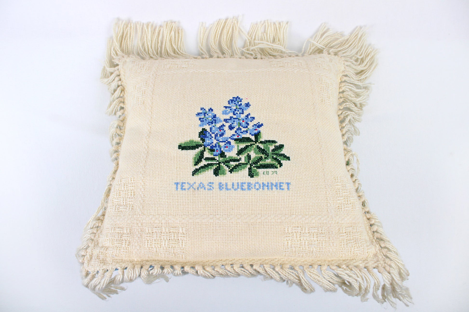 Texas Bluebonnet Handmade Needlepoint Decorative Throw Pillow