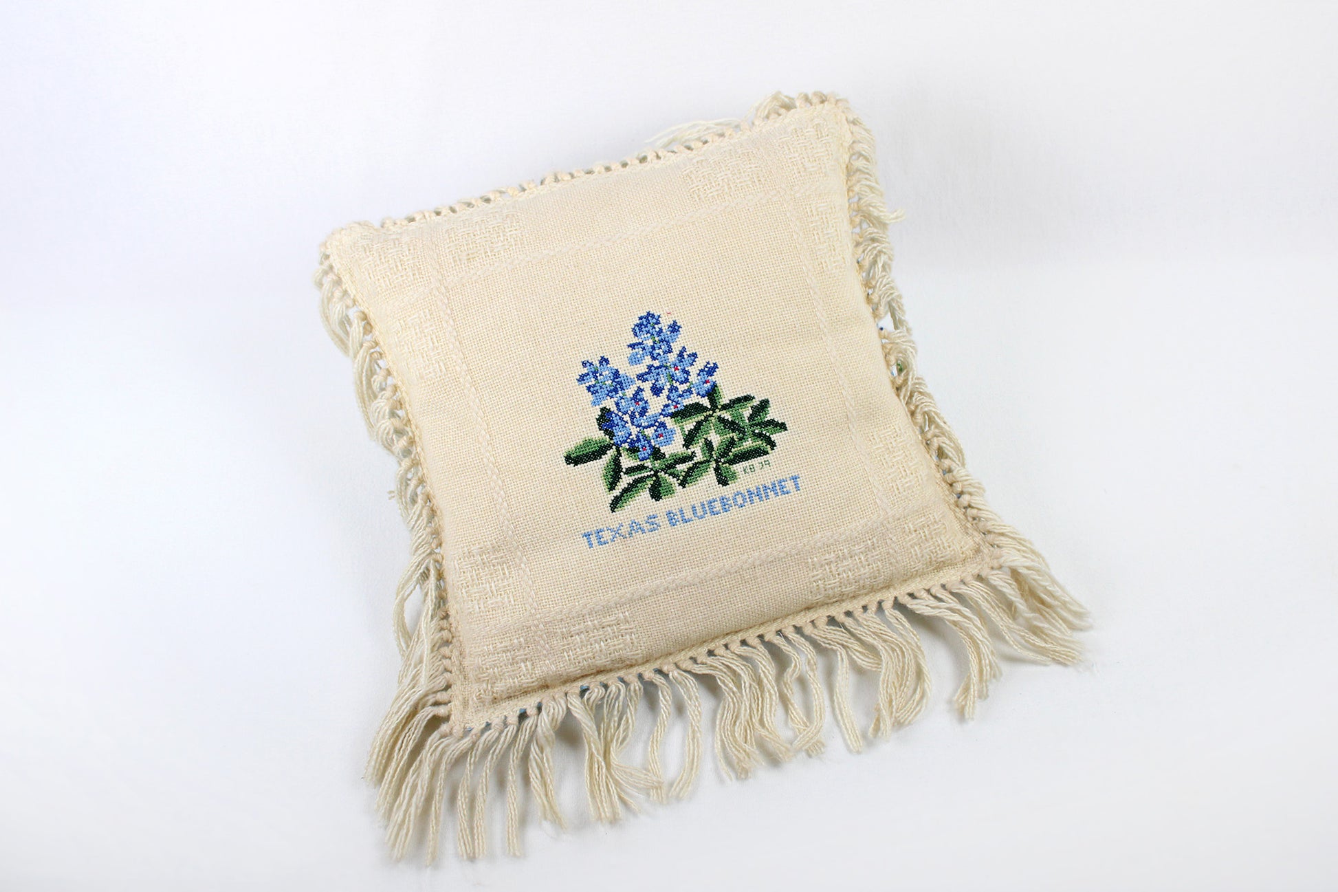 Texas Bluebonnet Handmade Needlepoint Decorative Throw Pillow