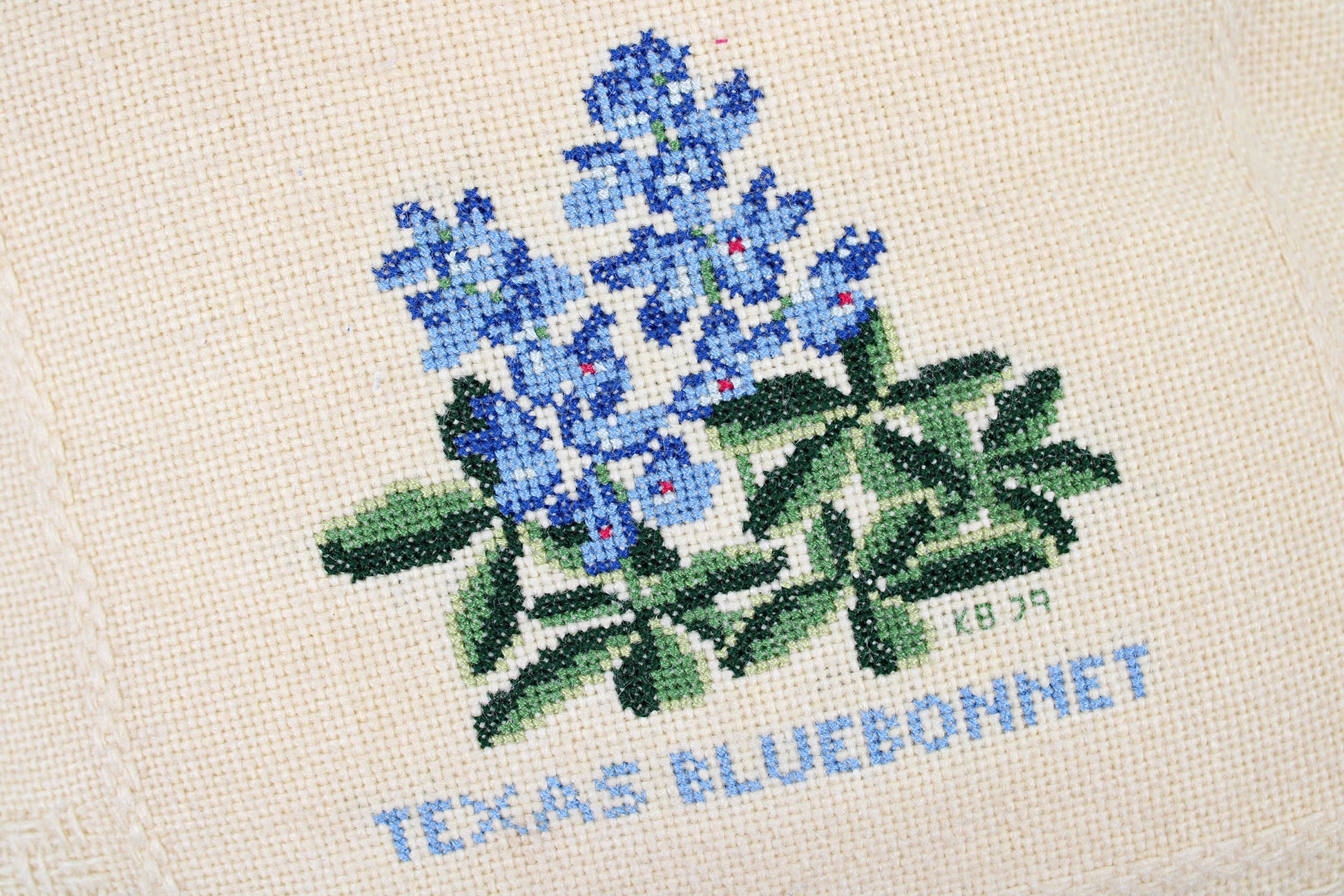 Texas Bluebonnet Handmade Needlepoint Decorative Throw Pillow