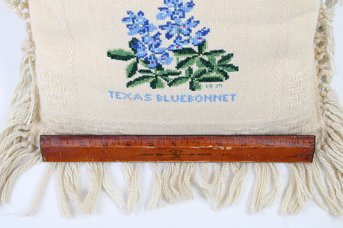 Texas Bluebonnet Handmade Needlepoint Decorative Throw Pillow