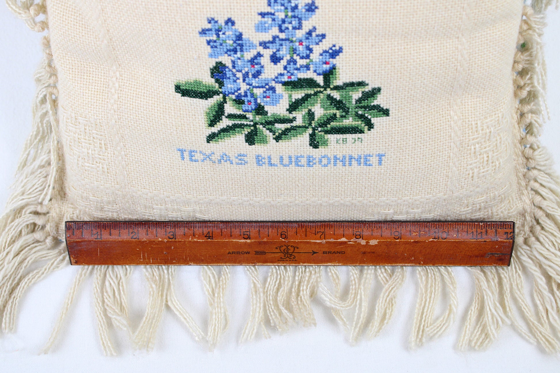 Texas Bluebonnet Handmade Needlepoint Decorative Throw Pillow