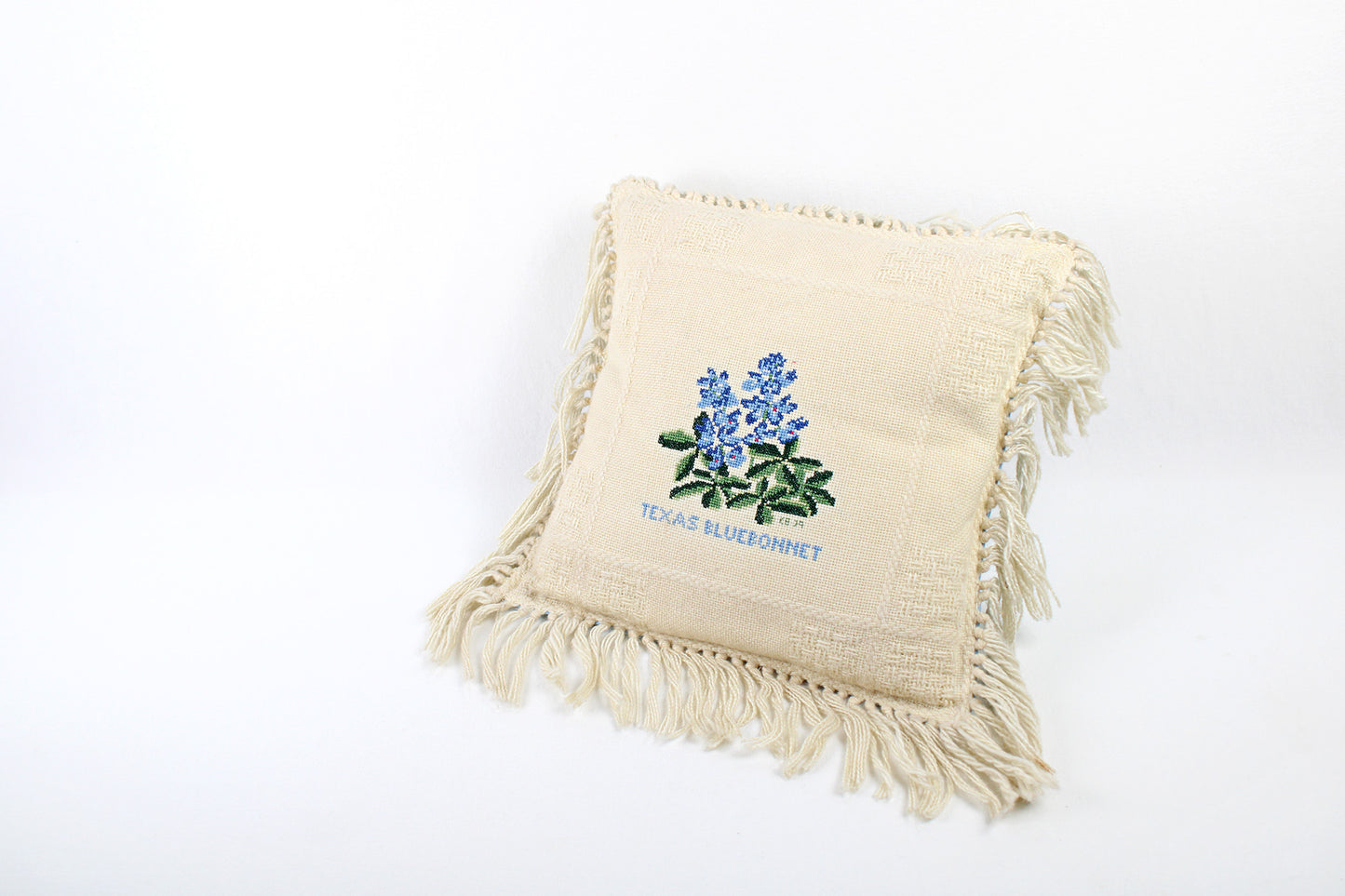 Texas Bluebonnet Handmade Needlepoint Decorative Throw Pillow