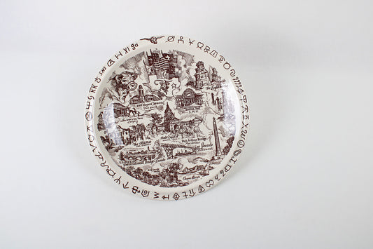 Texas Souvenir State Ceramic Plate Made By Vernon Kilns, U.S.A.
