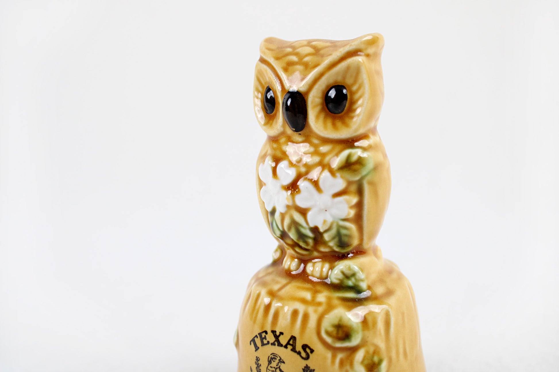 Texas Souvenir Owl Bell With State Symbols: Bluebonnets & Mockingbird