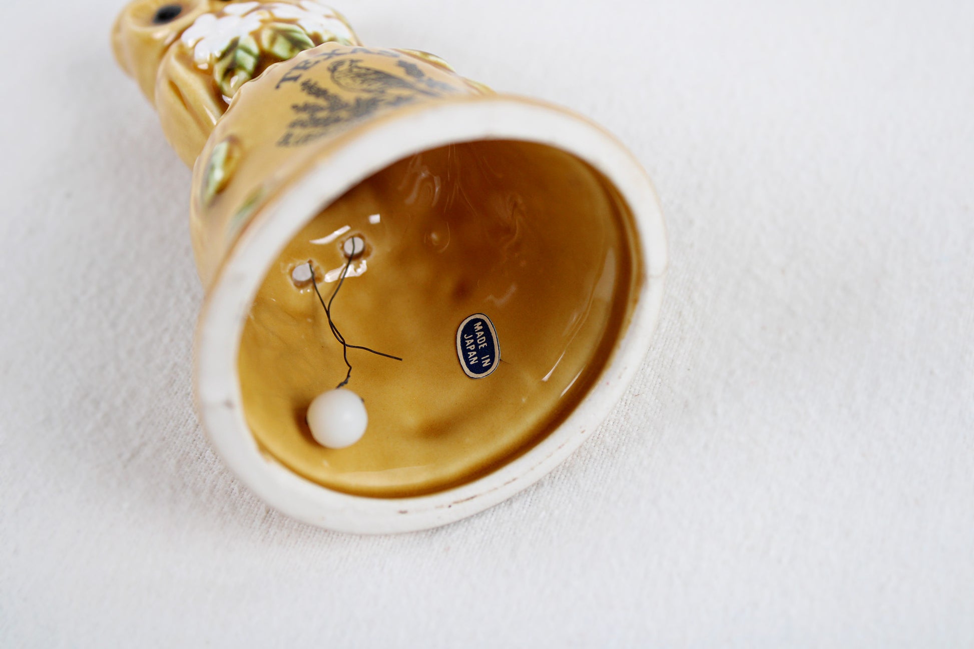 Texas Souvenir Owl Bell With State Symbols: Bluebonnets & Mockingbird