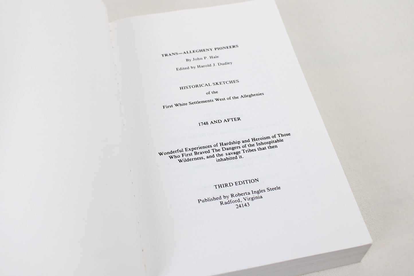 Trans-Allegheny Pioneers, by John Hale