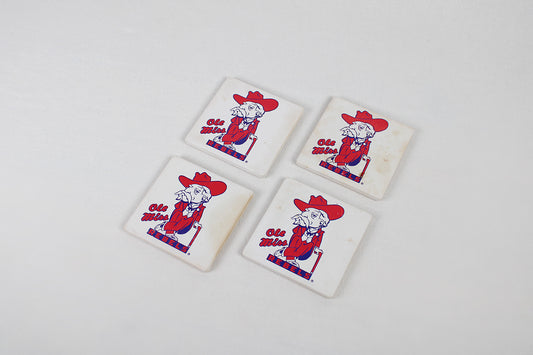 University Of Mississippi Colonel Reb Ceramic Coasters (Set Of Four)