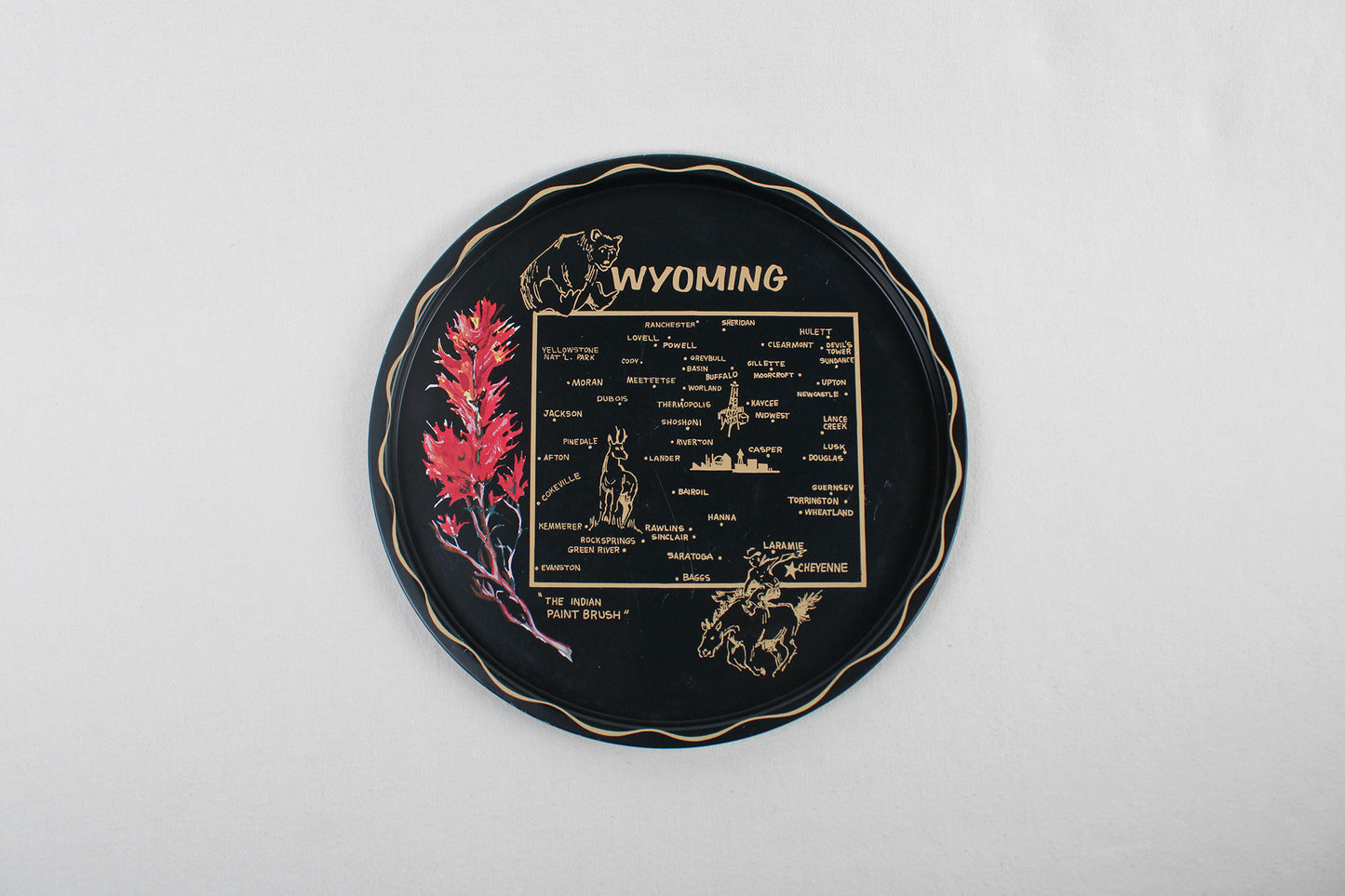 Wyoming Souvenir Metal Serving Tray + 6 Coasters