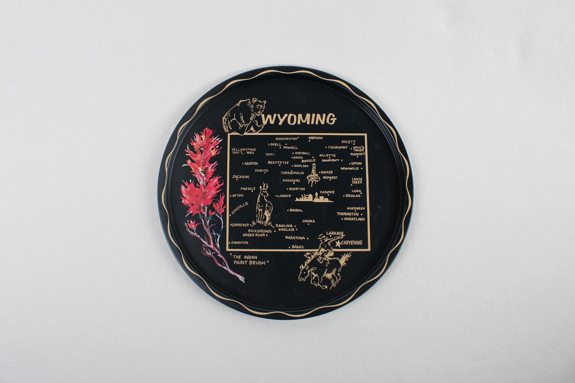 Wyoming Souvenir Metal Serving Tray + 6 Coasters