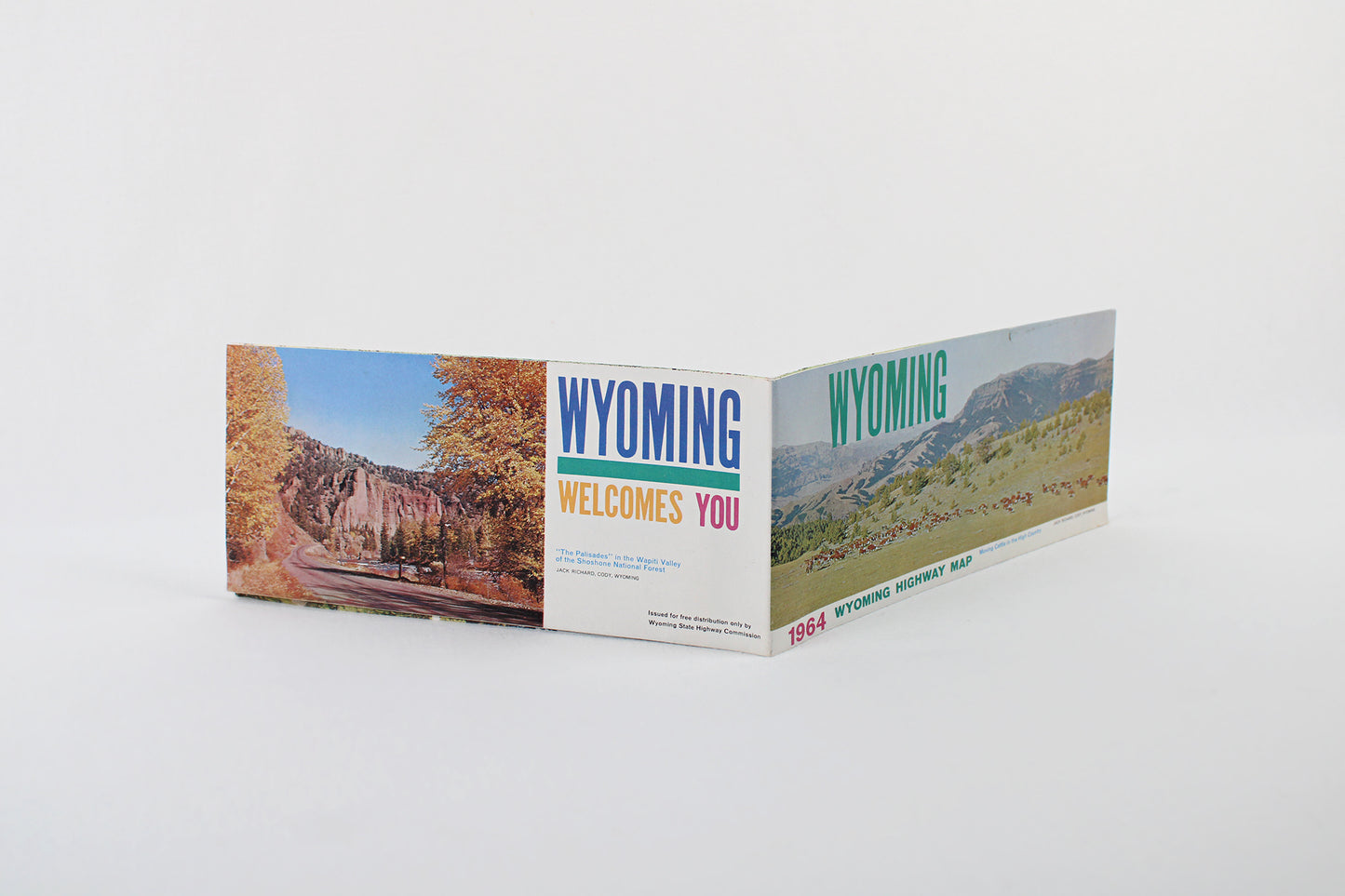 Welcome to Wonderful Wyoming Highway Map 1964