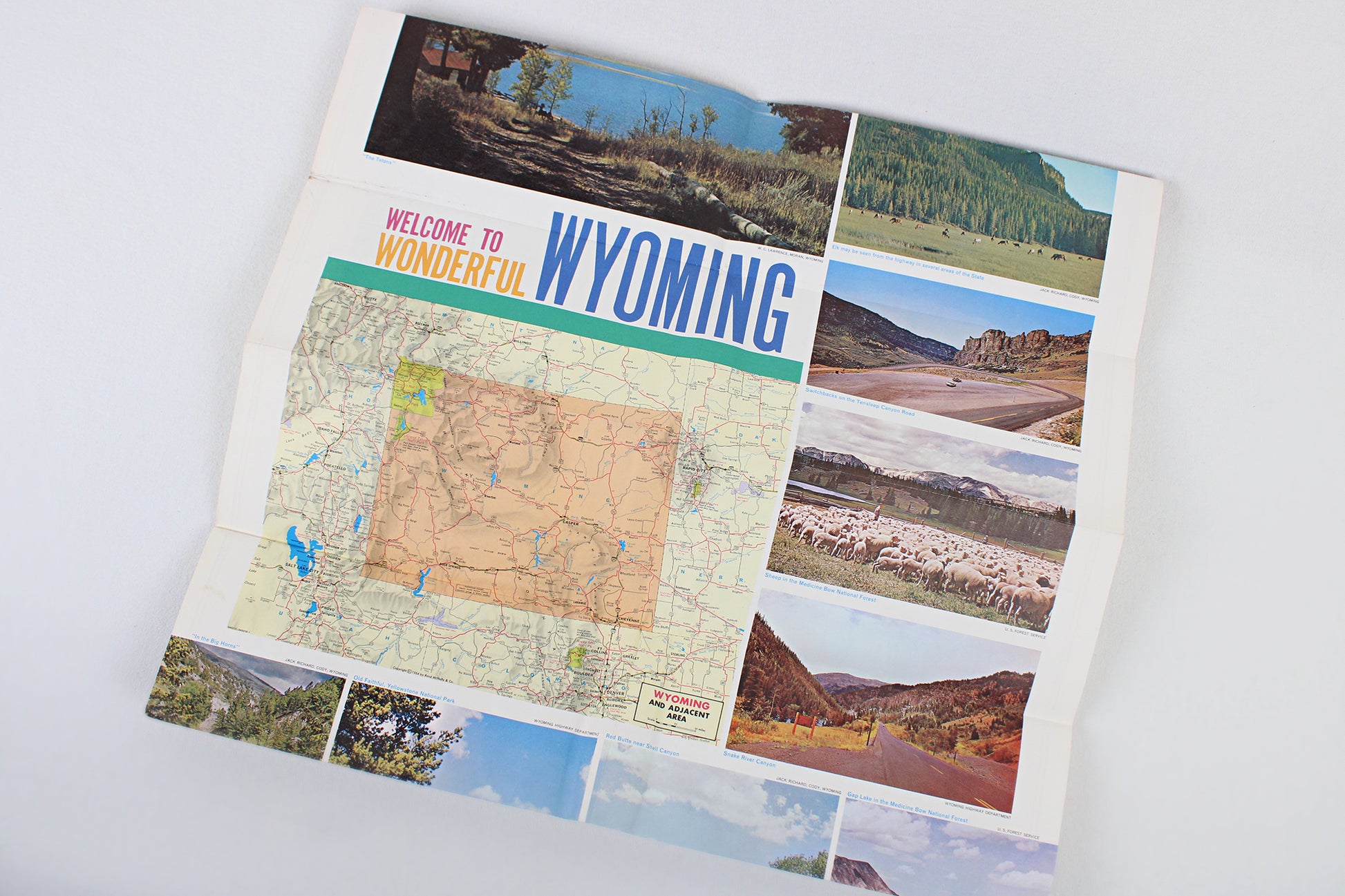 Welcome to Wonderful Wyoming Highway Map 1964