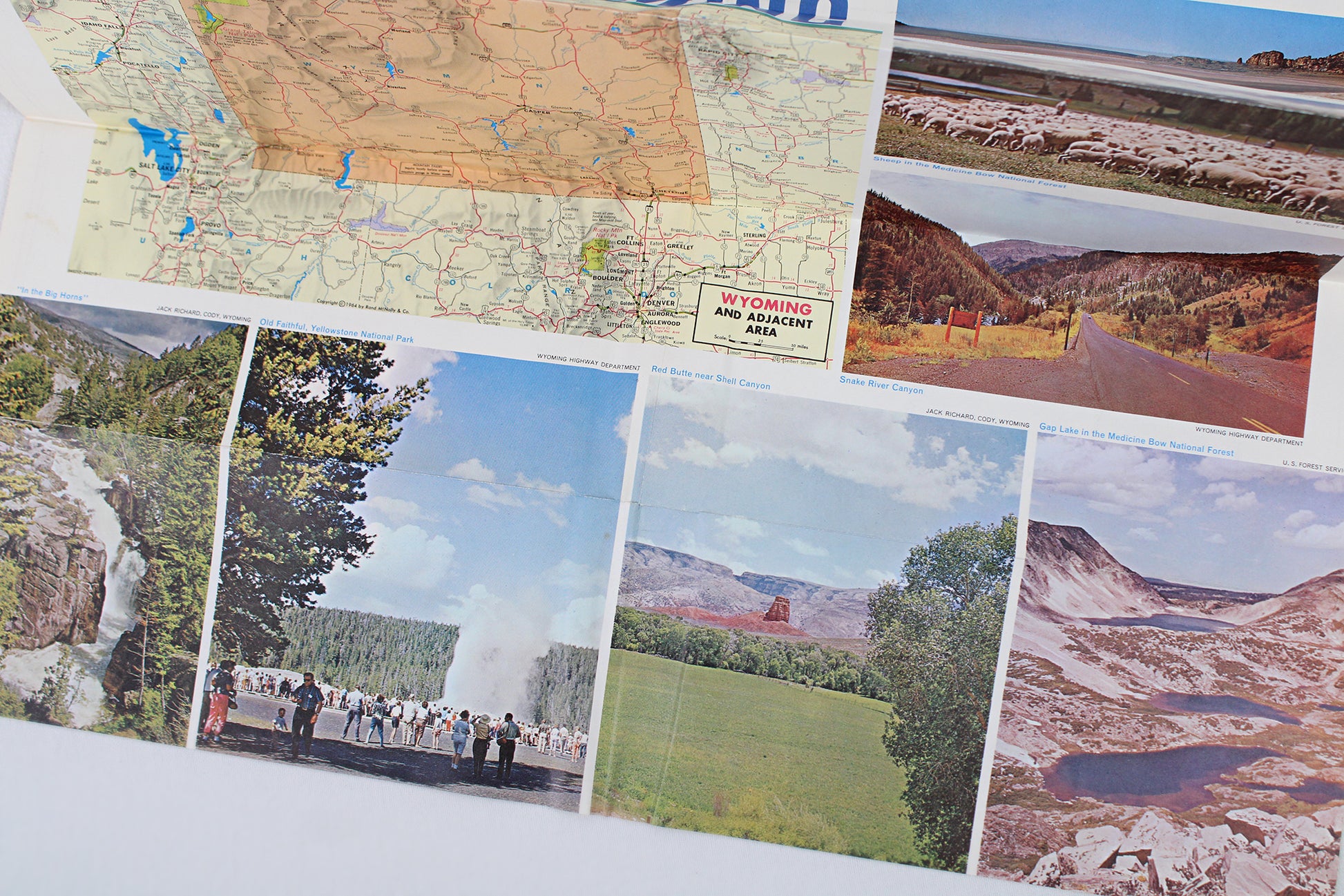 Welcome to Wonderful Wyoming Highway Map 1964