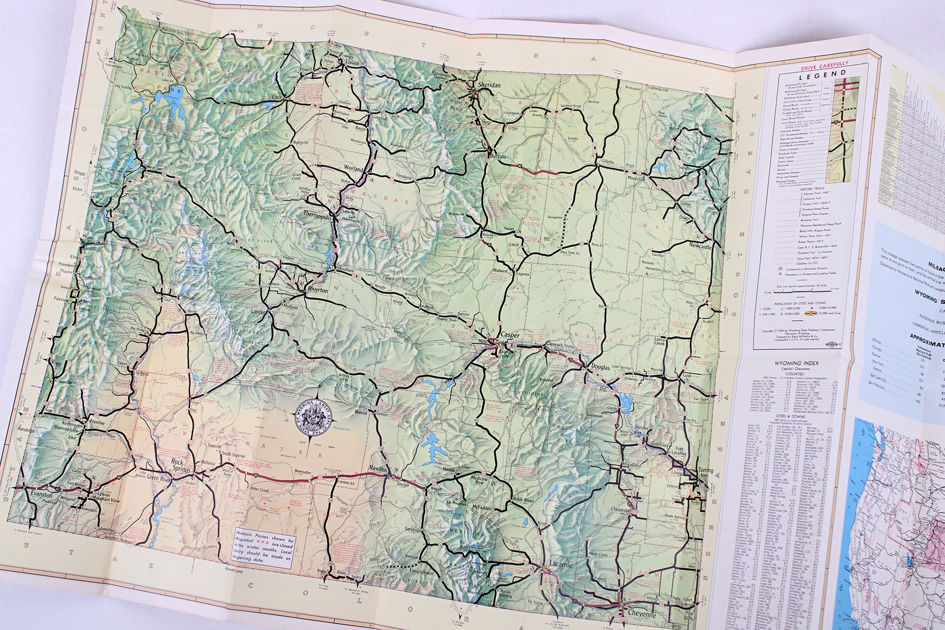 Welcome to Wonderful Wyoming Highway Map 1964
