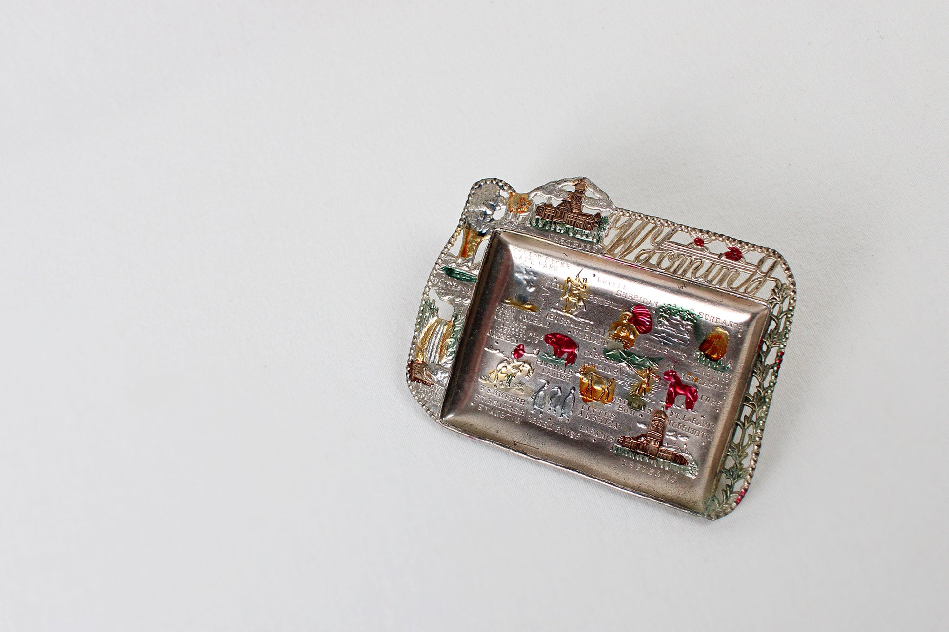 Wyoming Small Metal Tray / Ashtray Souvenir