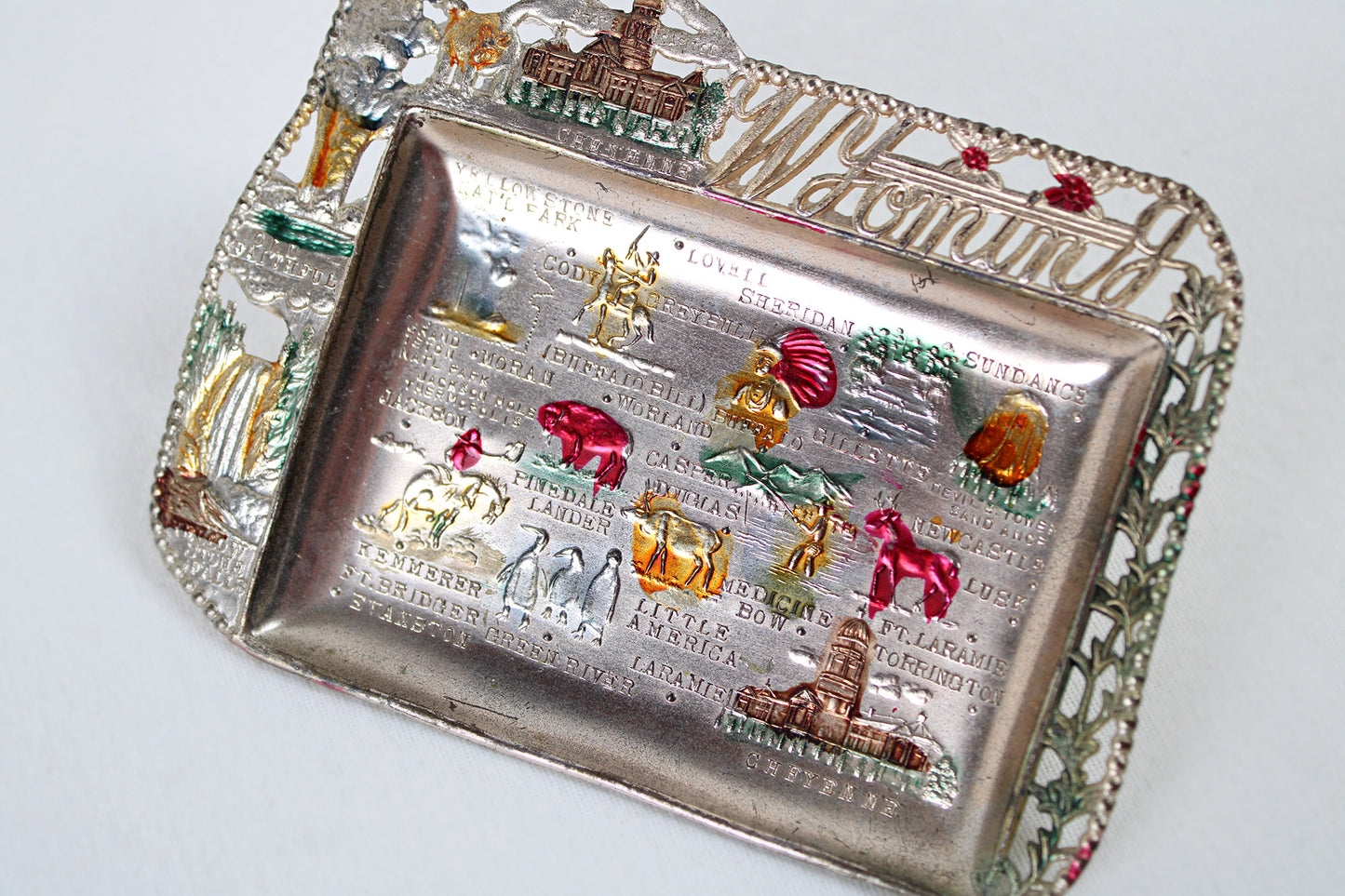 Wyoming Small Metal Tray / Ashtray Souvenir