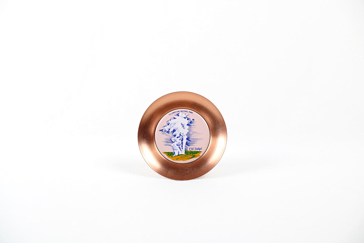 Yellowstone National Park Copper Trinket Tray Showing ‘Old Faithful’