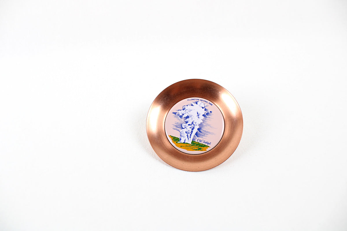 Yellowstone National Park Copper Trinket Tray Showing ‘Old Faithful’