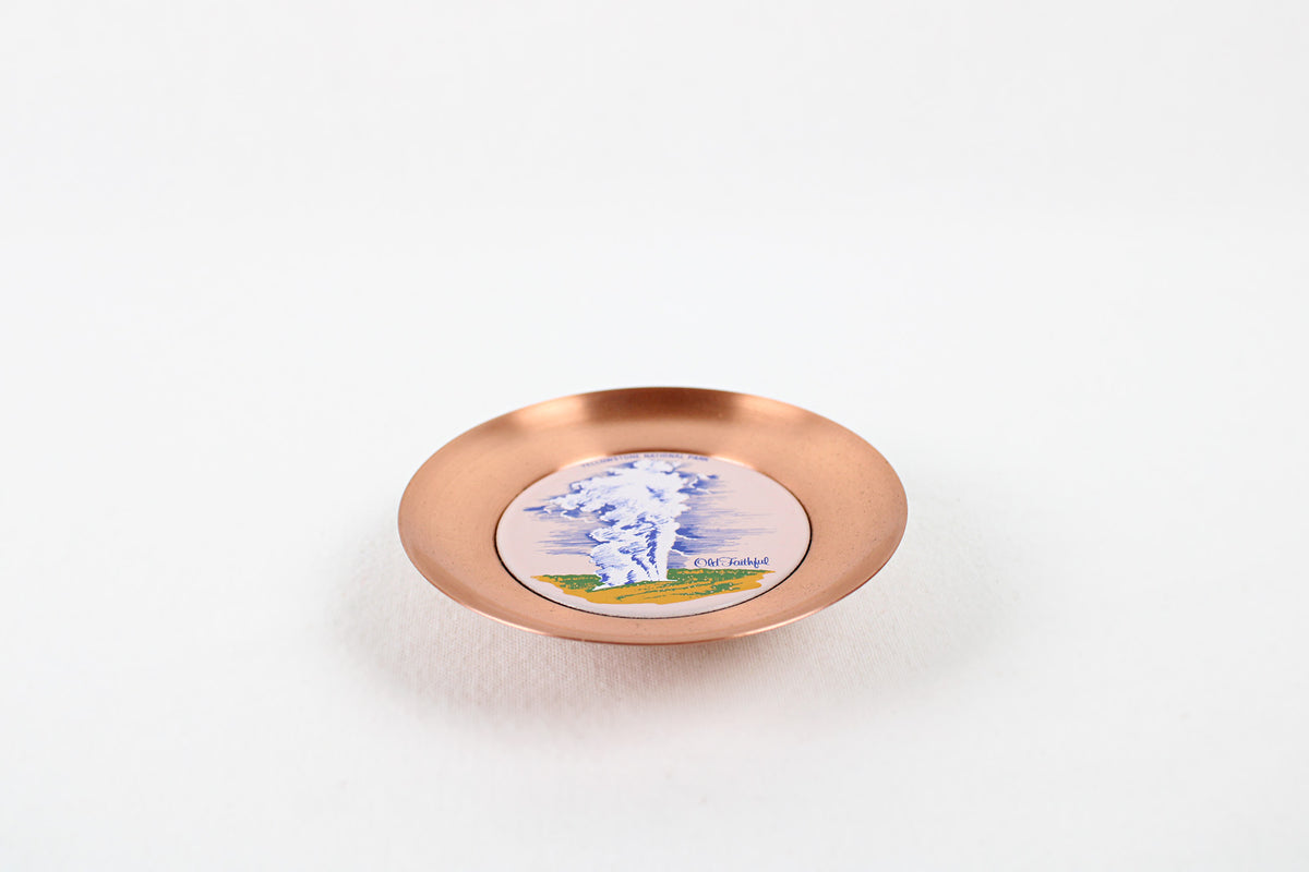 Yellowstone National Park Copper Trinket Tray Showing ‘Old Faithful’