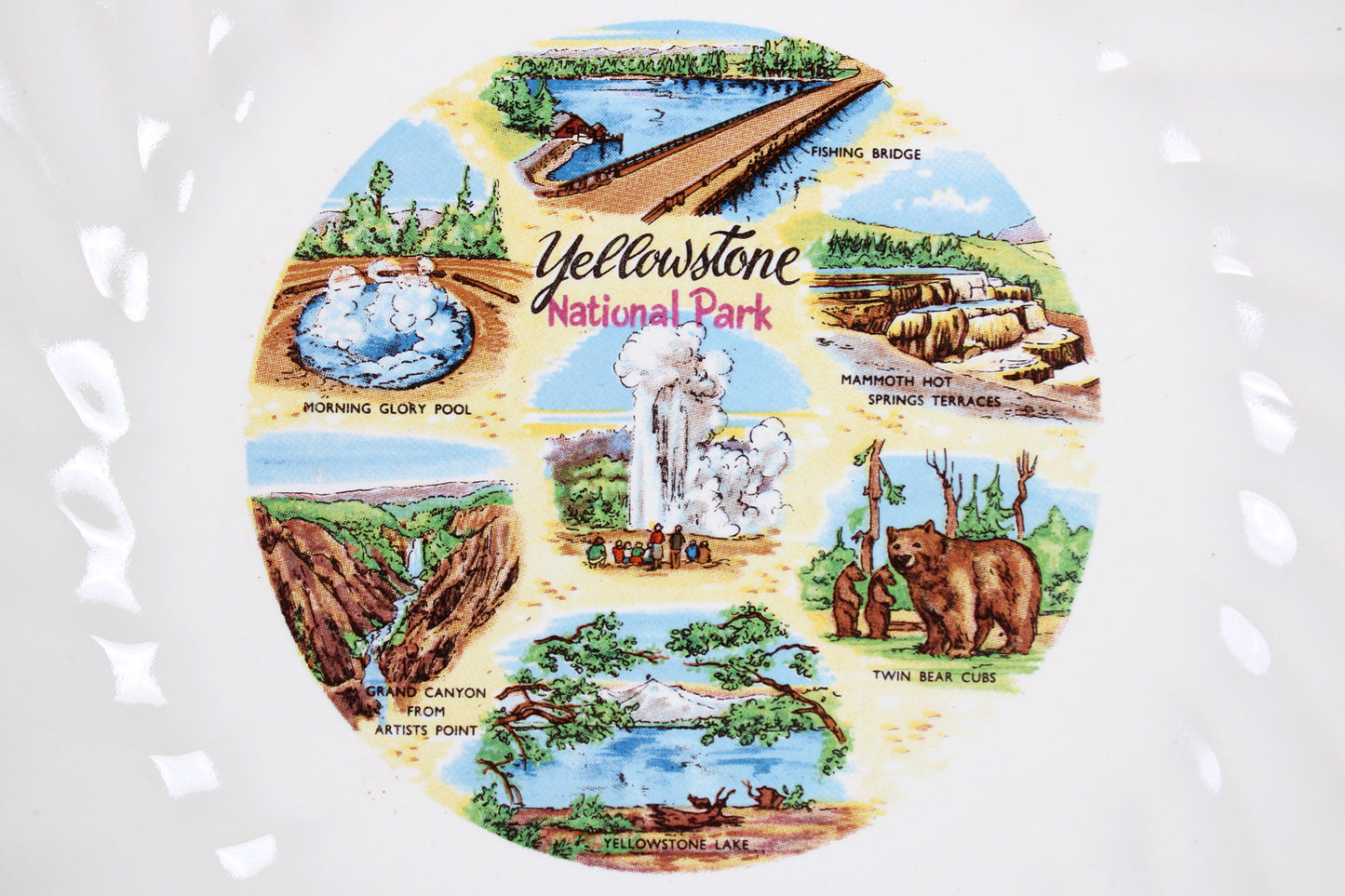 Yellowstone National Park Souvenir Plate With Montage of Attractions