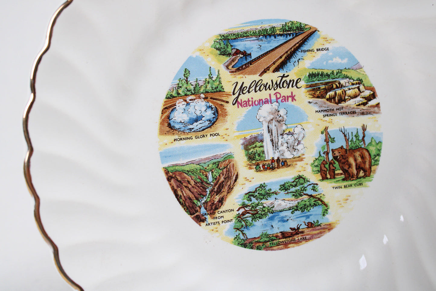 Yellowstone National Park Souvenir Plate With Montage of Attractions