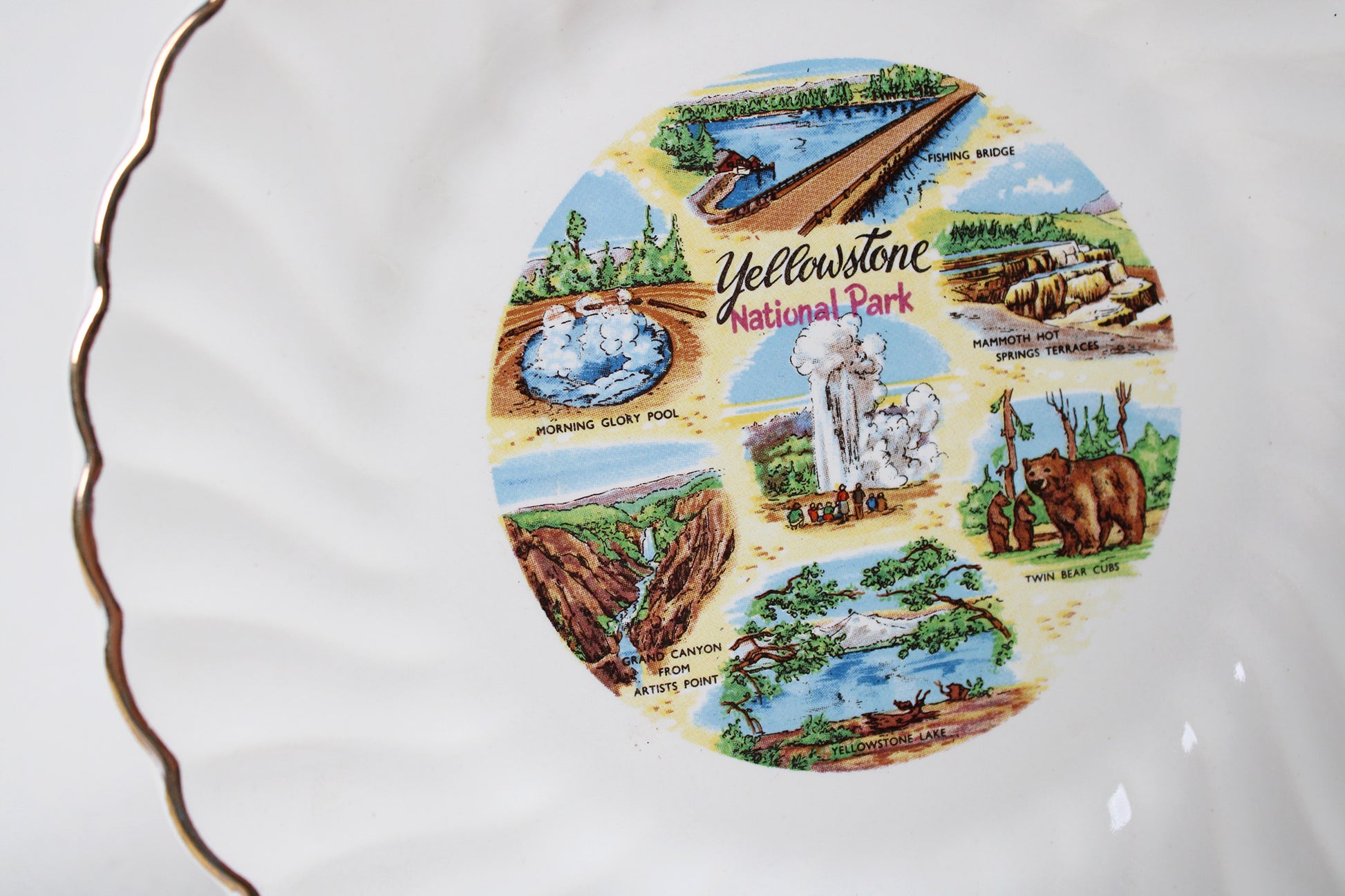 Yellowstone National Park Souvenir Plate With Montage of Attractions